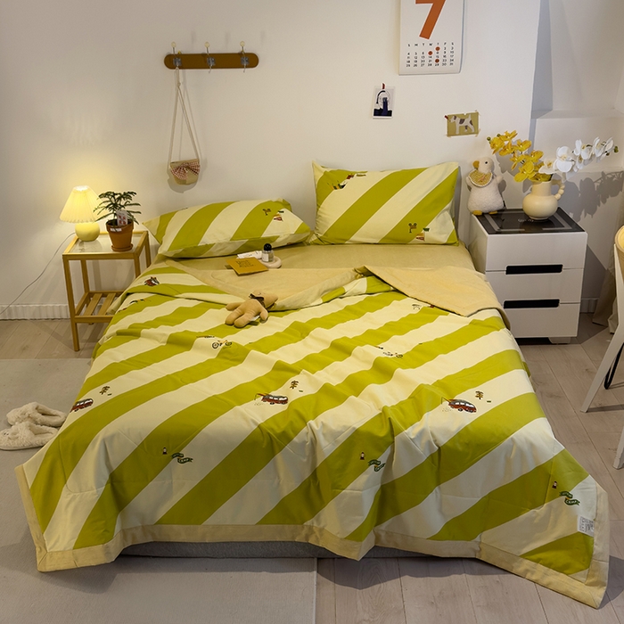 91家纺网 家纺一手货源 找家纺 怡家居 2023新款全棉小清新手包边夏被四件套 宁夏