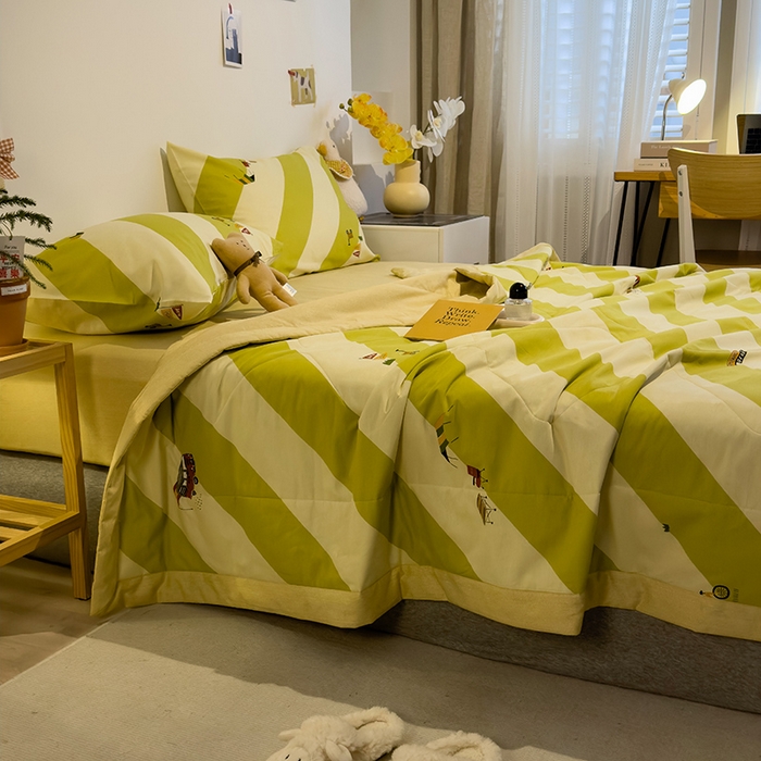 91家纺网 家纺一手货源 找家纺 怡家居 2023新款全棉小清新手包边夏被四件套 宁夏