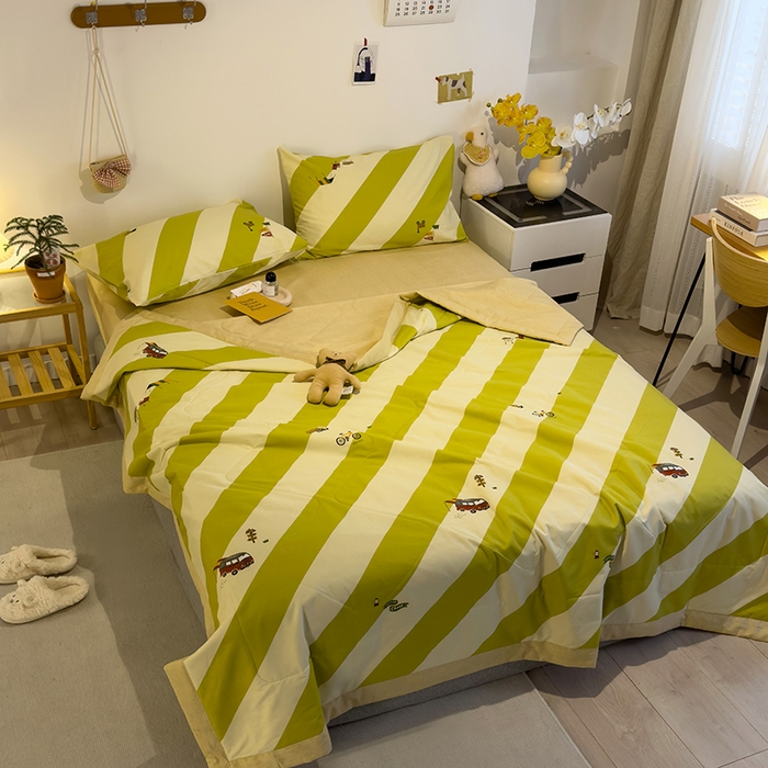 91家纺网 家纺一手货源 找家纺 怡家居 2023新款全棉小清新手包边夏被四件套 宁夏