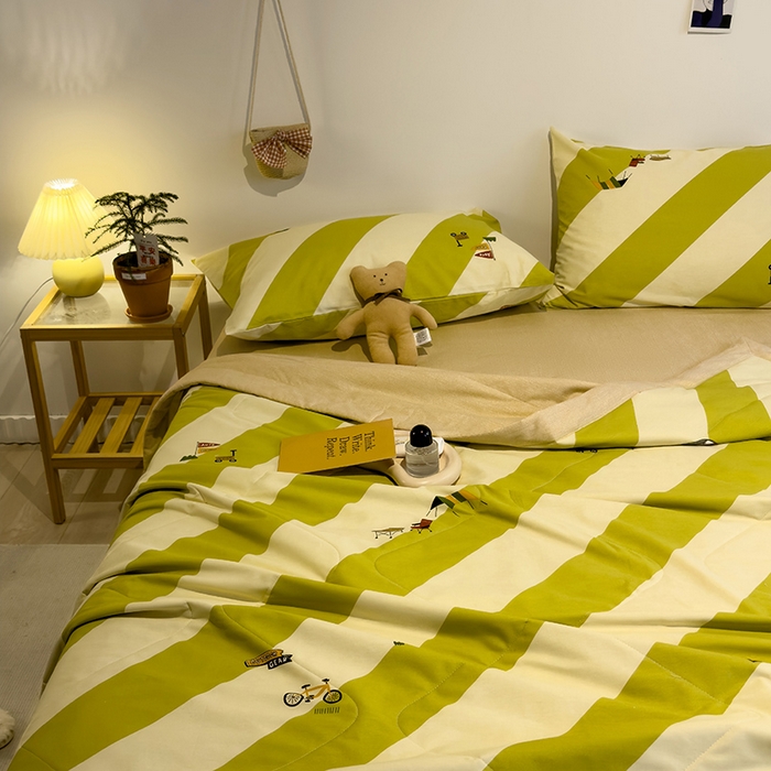 91家纺网 家纺一手货源 找家纺 怡家居 2023新款全棉小清新手包边夏被四件套 宁夏