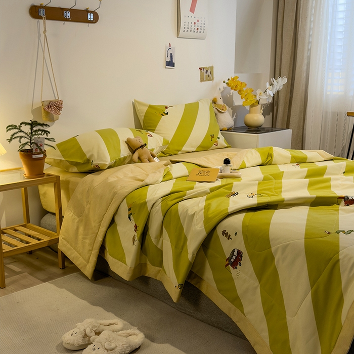 91家纺网 家纺一手货源 找家纺 怡家居 2023新款全棉小清新手包边夏被四件套 宁夏