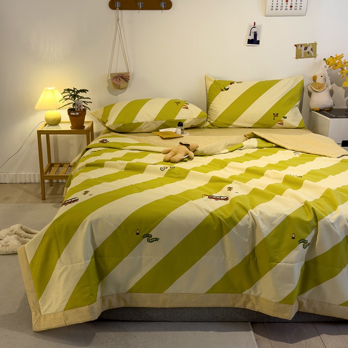 91家纺网 家纺一手货源 找家纺 怡家居 2023新款全棉小清新手包边夏被四件套 宁夏