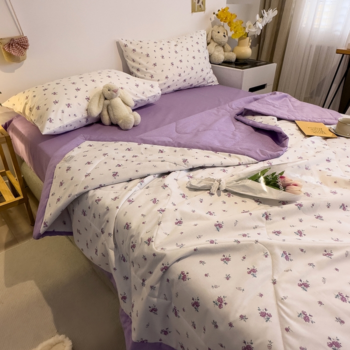 91家纺网 家纺一手货源 找家纺 怡家居 2023新款全棉小清新手包边夏被四件套 苏春