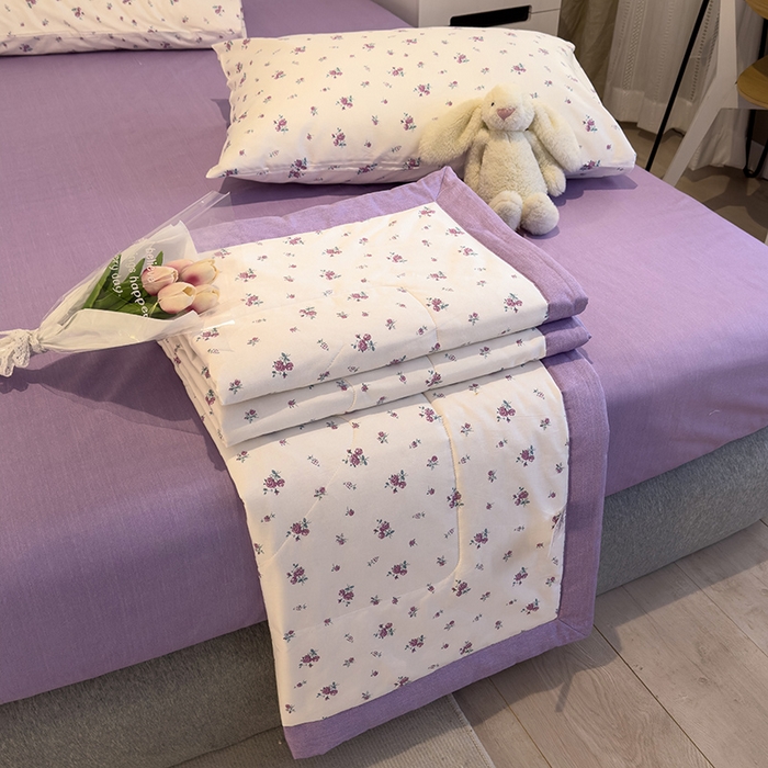 91家纺网 家纺一手货源 找家纺 怡家居 2023新款全棉小清新手包边夏被四件套 苏春