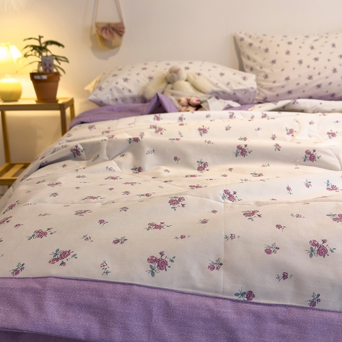 91家纺网 家纺一手货源 找家纺 怡家居 2023新款全棉小清新手包边夏被四件套 苏春