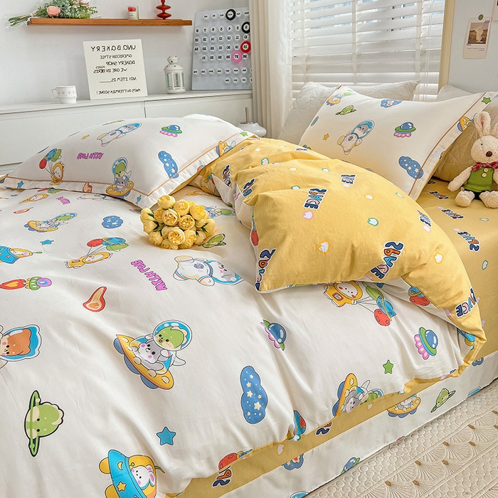 91家纺网 家纺一手货源 找家纺 乐童 2024网红直播爆款吊边＋一字绣工艺款四件套（七） 太空旅行