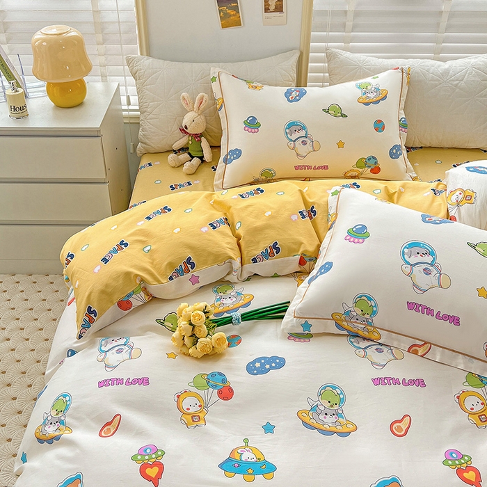 91家纺网 家纺一手货源 找家纺 乐童 2024网红直播爆款吊边＋一字绣工艺款四件套（七） 太空旅行