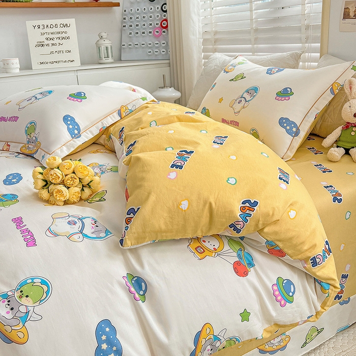 91家纺网 家纺一手货源 找家纺 乐童 2024网红直播爆款吊边＋一字绣工艺款四件套（七） 太空旅行