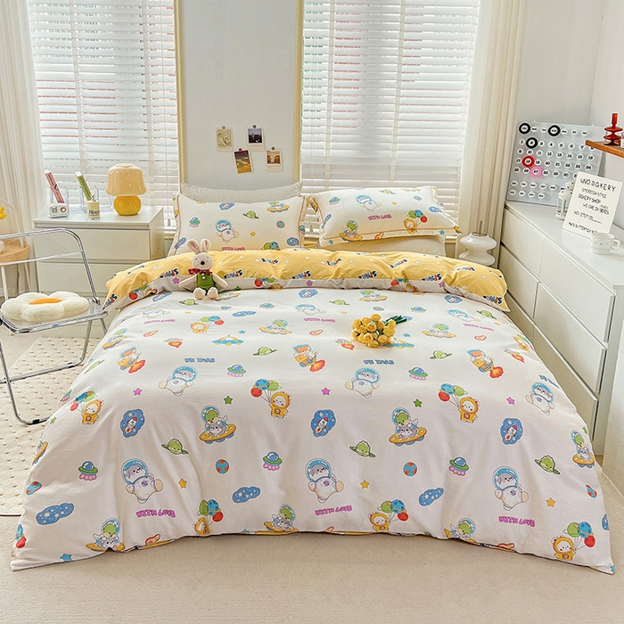 91家纺网 家纺一手货源 找家纺 乐童 2024网红直播爆款吊边＋一字绣工艺款四件套（七） 太空旅行