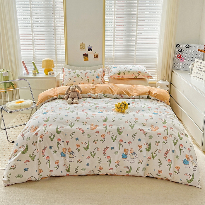 91家纺网 家纺一手货源 找家纺 乐童 2024网红直播爆款吊边＋一字绣工艺款四件套（七） 波比兔