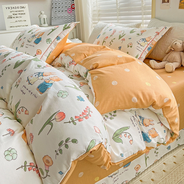 91家纺网 家纺一手货源 找家纺 乐童 2024网红直播爆款吊边＋一字绣工艺款四件套（七） 波比兔