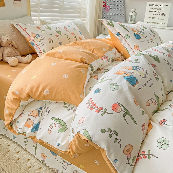 91家纺网 家纺一手货源 找家纺 乐童 2024网红直播爆款吊边＋一字绣工艺款四件套（七） 波比兔