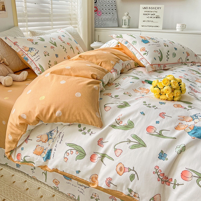 91家纺网 家纺一手货源 找家纺 乐童 2024网红直播爆款吊边＋一字绣工艺款四件套（七） 波比兔