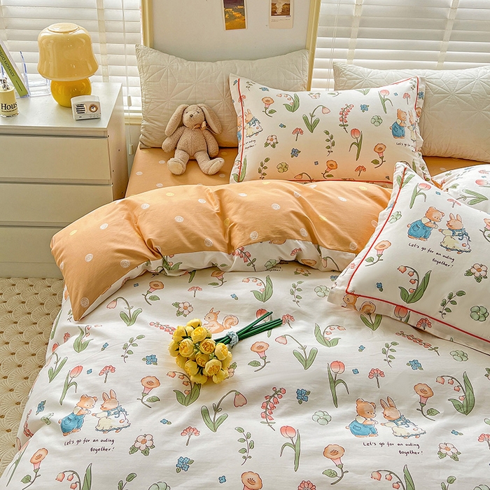 91家纺网 家纺一手货源 找家纺 乐童 2024网红直播爆款吊边＋一字绣工艺款四件套（七） 波比兔