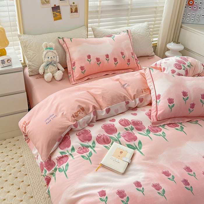 91家纺网 家纺一手货源 找家纺 乐童 2024网红直播爆款吊边＋一字绣工艺款四件套（七） 浪漫花开