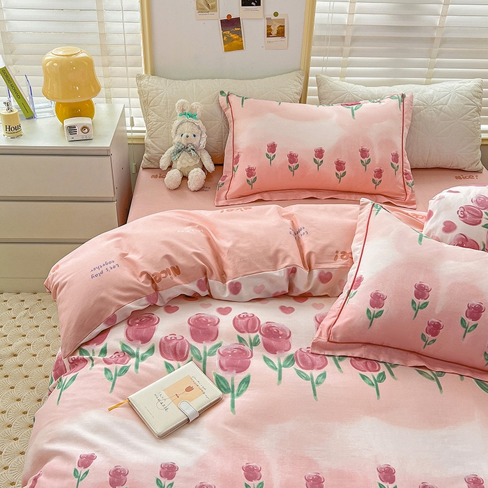 91家纺网 家纺一手货源 找家纺 乐童 2024网红直播爆款吊边＋一字绣工艺款四件套（七） 浪漫花开