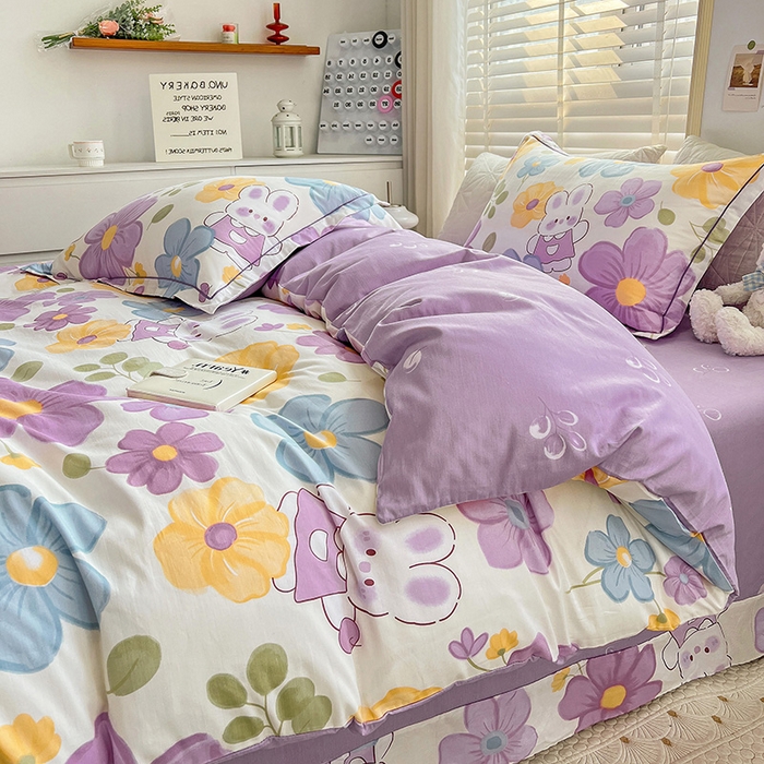 91家纺网 家纺一手货源 找家纺 乐童 2024网红直播爆款吊边＋一字绣工艺款四件套（七） 紫柑棠