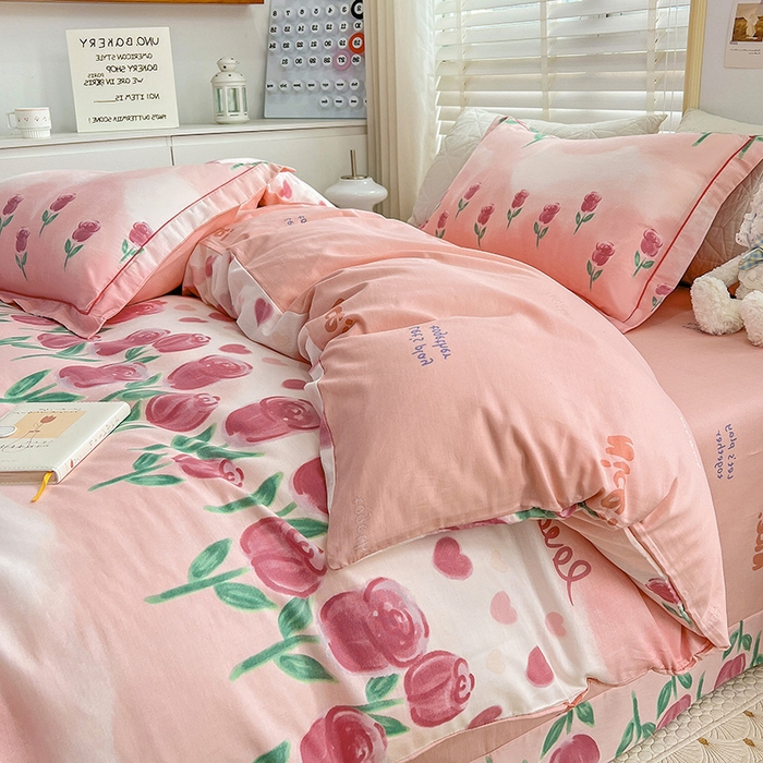 91家纺网 家纺一手货源 找家纺 乐童 2024网红直播爆款吊边＋一字绣工艺款四件套（七） 浪漫花开