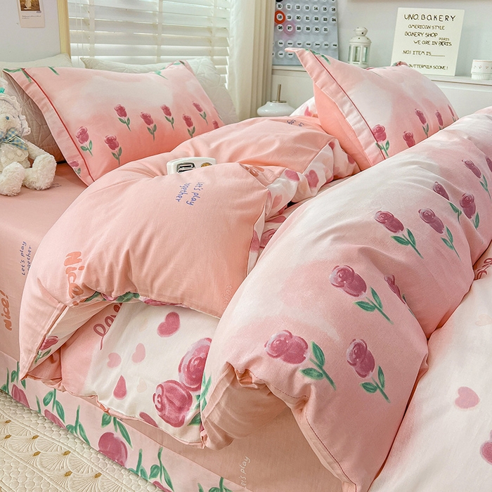 91家纺网 家纺一手货源 找家纺 乐童 2024网红直播爆款吊边＋一字绣工艺款四件套（七） 浪漫花开