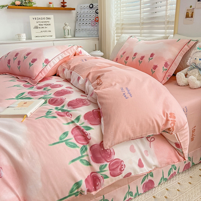 91家纺网 家纺一手货源 找家纺 乐童 2024网红直播爆款吊边＋一字绣工艺款四件套（七） 浪漫花开