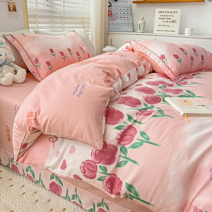 91家纺网 家纺一手货源 找家纺 乐童 2024网红直播爆款吊边＋一字绣工艺款四件套（七） 浪漫花开