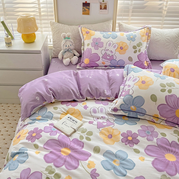 91家纺网 家纺一手货源 找家纺 乐童 2024网红直播爆款吊边＋一字绣工艺款四件套（七） 紫柑棠