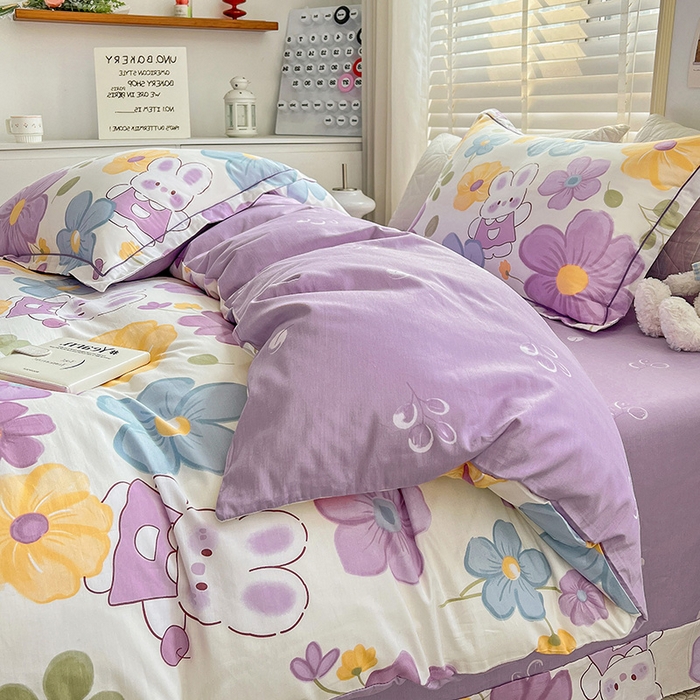 91家纺网 家纺一手货源 找家纺 乐童 2024网红直播爆款吊边＋一字绣工艺款四件套（七） 紫柑棠