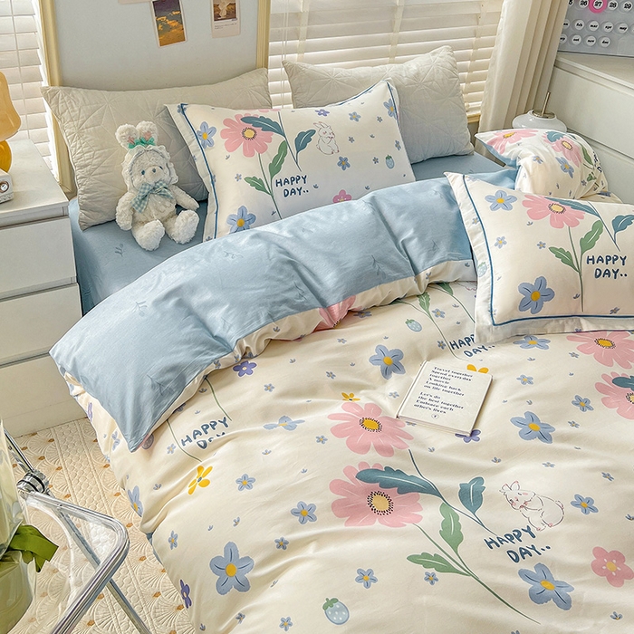 91家纺网 家纺一手货源 找家纺 乐童 2024网红直播爆款吊边＋一字绣工艺款四件套（七） 花儿朵朵