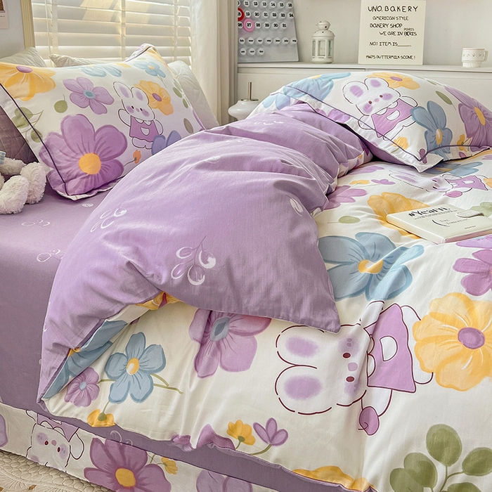 91家纺网 家纺一手货源 找家纺 乐童 2024网红直播爆款吊边＋一字绣工艺款四件套（七） 紫柑棠