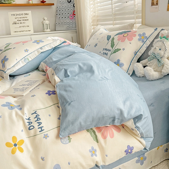 91家纺网 家纺一手货源 找家纺 乐童 2024网红直播爆款吊边＋一字绣工艺款四件套（七） 花儿朵朵