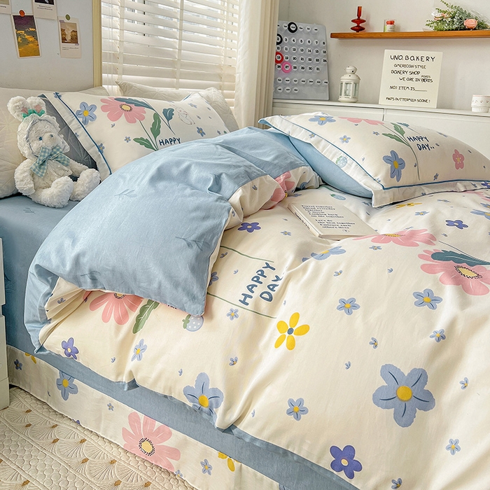 91家纺网 家纺一手货源 找家纺 乐童 2024网红直播爆款吊边＋一字绣工艺款四件套（七） 花儿朵朵