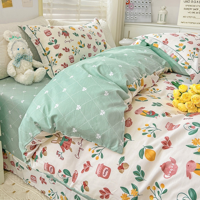 91家纺网 家纺一手货源 找家纺 乐童 2024网红直播爆款吊边＋一字绣工艺款四件套（七） 花儿朵朵