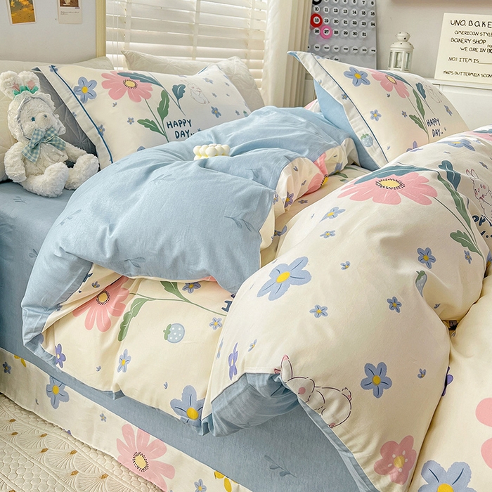 91家纺网 家纺一手货源 找家纺 乐童 2024网红直播爆款吊边＋一字绣工艺款四件套（七） 花儿朵朵