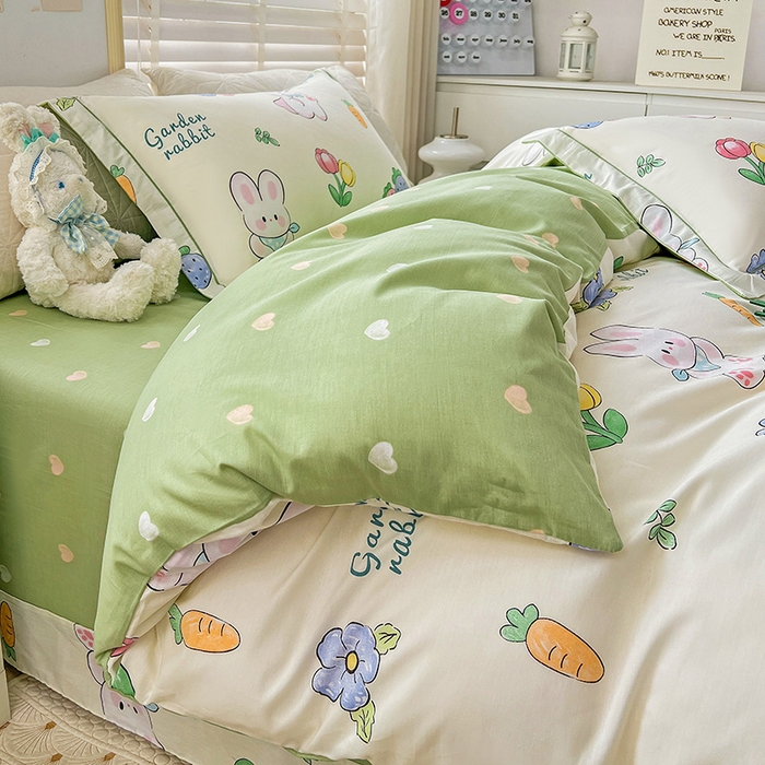 91家纺网 家纺一手货源 找家纺 乐童 2024网红直播爆款吊边＋一字绣工艺款四件套（七） 萝卜兔