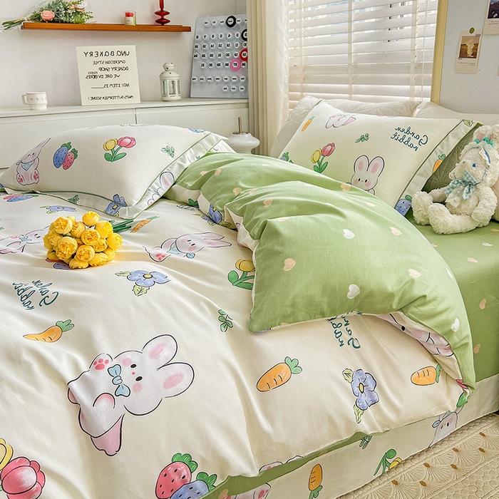 91家纺网 家纺一手货源 找家纺 乐童 2024网红直播爆款吊边＋一字绣工艺款四件套（七） 萝卜兔