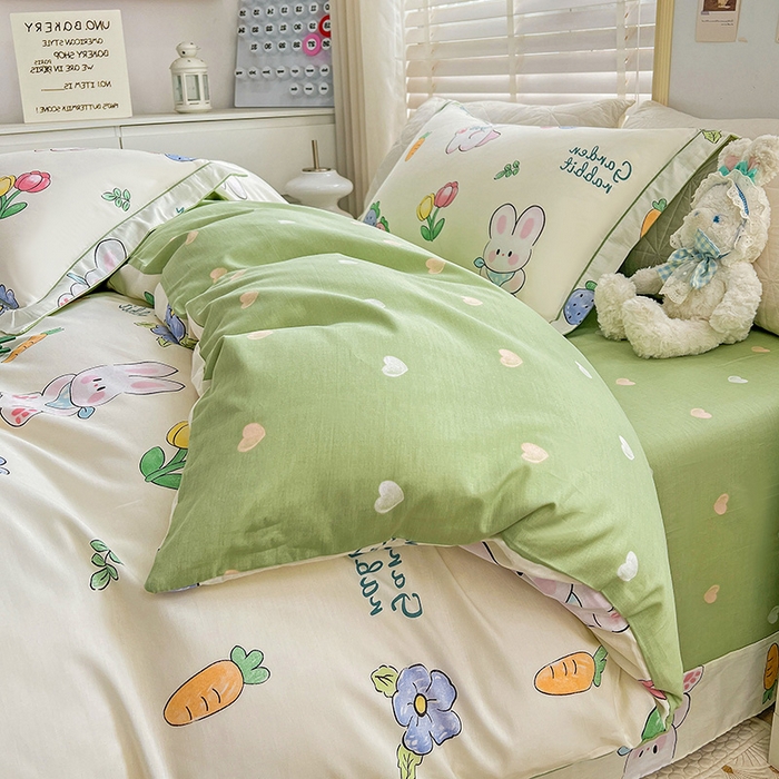 91家纺网 家纺一手货源 找家纺 乐童 2024网红直播爆款吊边＋一字绣工艺款四件套（七） 萝卜兔