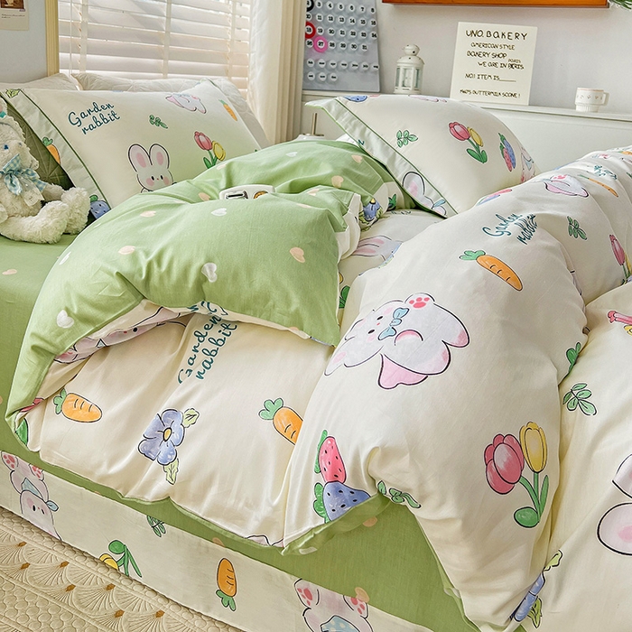 91家纺网 家纺一手货源 找家纺 乐童 2024网红直播爆款吊边＋一字绣工艺款四件套（七） 萝卜兔