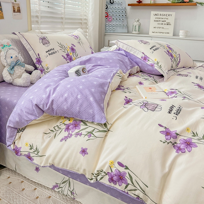 91家纺网 家纺一手货源 找家纺 乐童 2024网红直播爆款吊边＋一字绣工艺款四件套（七） 薰衣草