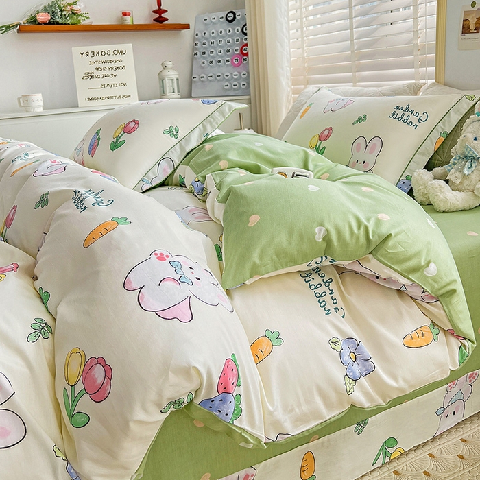 91家纺网 家纺一手货源 找家纺 乐童 2024网红直播爆款吊边＋一字绣工艺款四件套（七） 萝卜兔