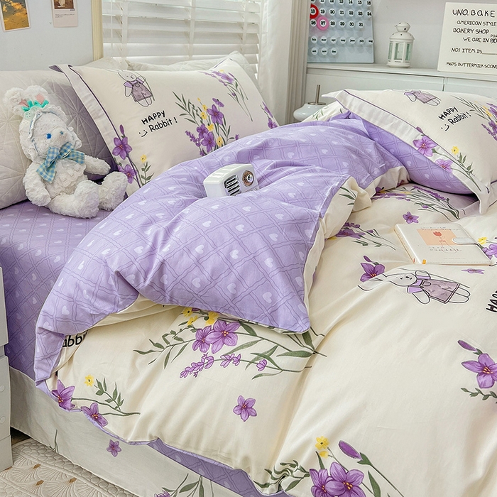 91家纺网 家纺一手货源 找家纺 乐童 2024网红直播爆款吊边＋一字绣工艺款四件套（七） 薰衣草