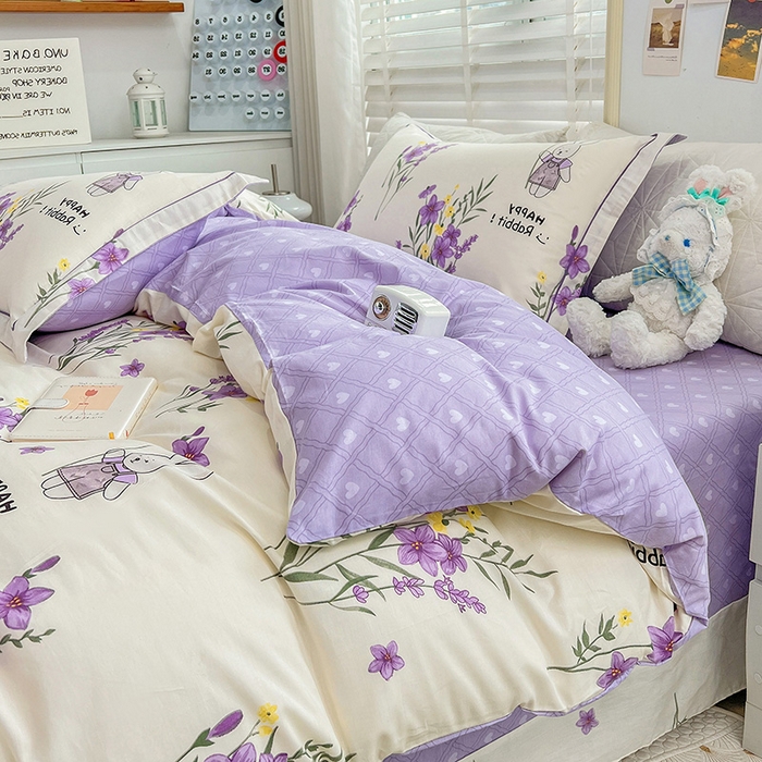 91家纺网 家纺一手货源 找家纺 乐童 2024网红直播爆款吊边＋一字绣工艺款四件套（七） 薰衣草