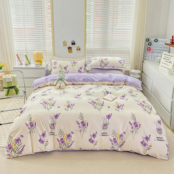 91家纺网 家纺一手货源 找家纺 乐童 2024网红直播爆款吊边＋一字绣工艺款四件套（七） 薰衣草