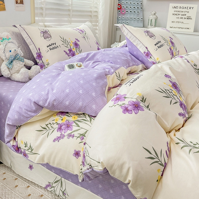 91家纺网 家纺一手货源 找家纺 乐童 2024网红直播爆款吊边＋一字绣工艺款四件套（七） 薰衣草