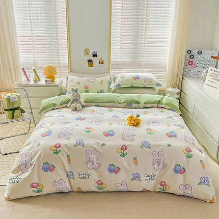 91家纺网 家纺一手货源 找家纺 乐童 2024网红直播爆款吊边＋一字绣工艺款四件套（七） 萝卜兔