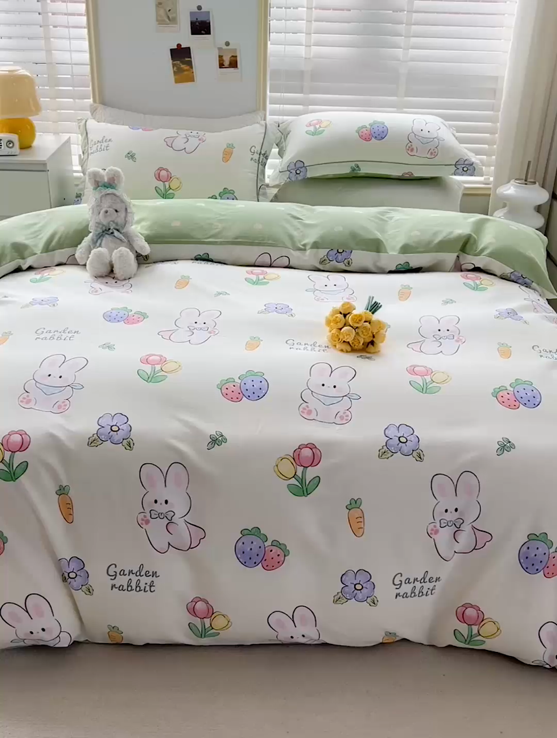 91家纺网 家纺一手货源 找家纺 乐童 2024网红直播爆款吊边＋一字绣工艺款四件套（七） 萝卜兔