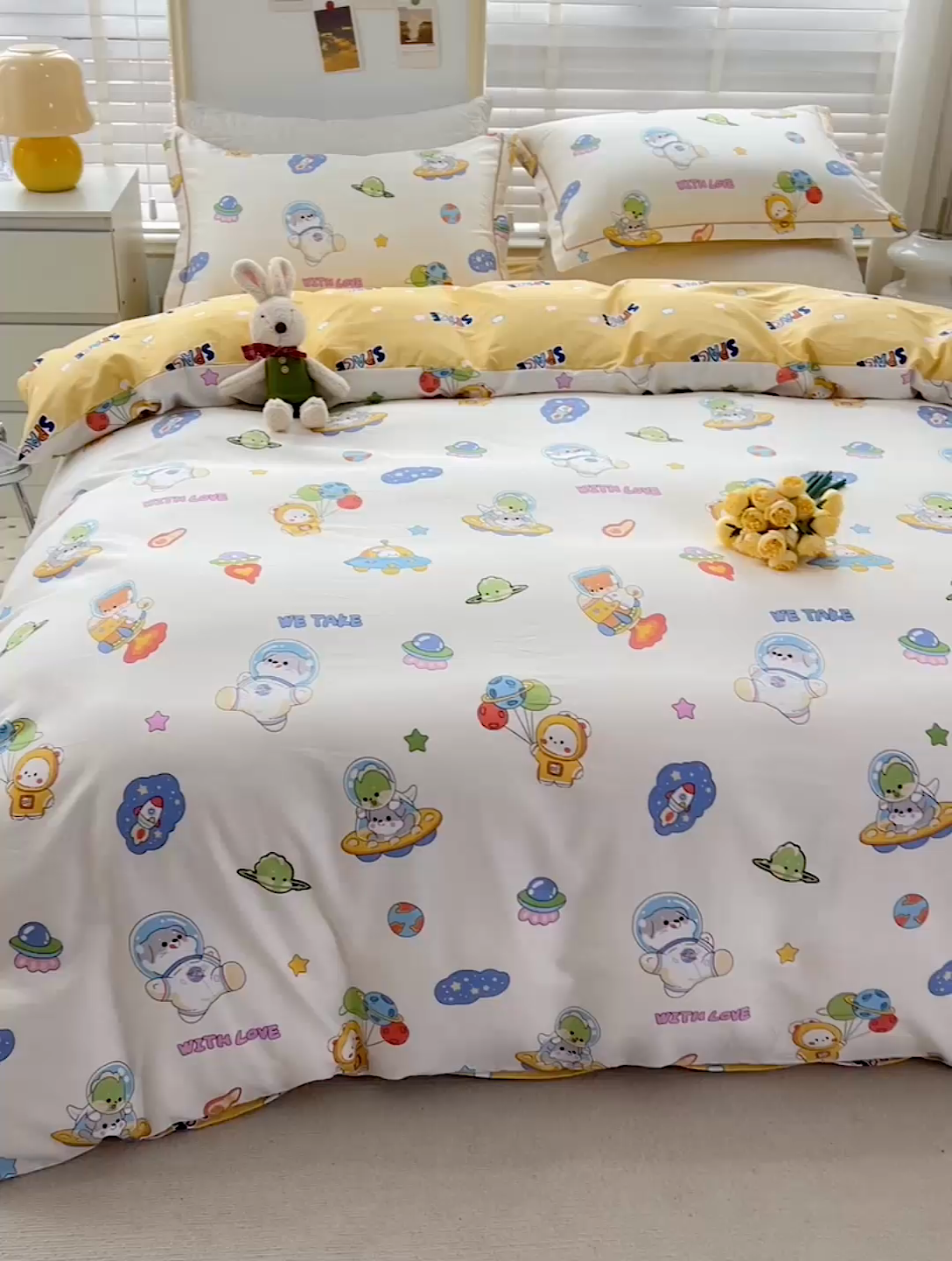 91家纺网 家纺一手货源 找家纺 乐童 2024网红直播爆款吊边＋一字绣工艺款四件套（七） 太空旅行