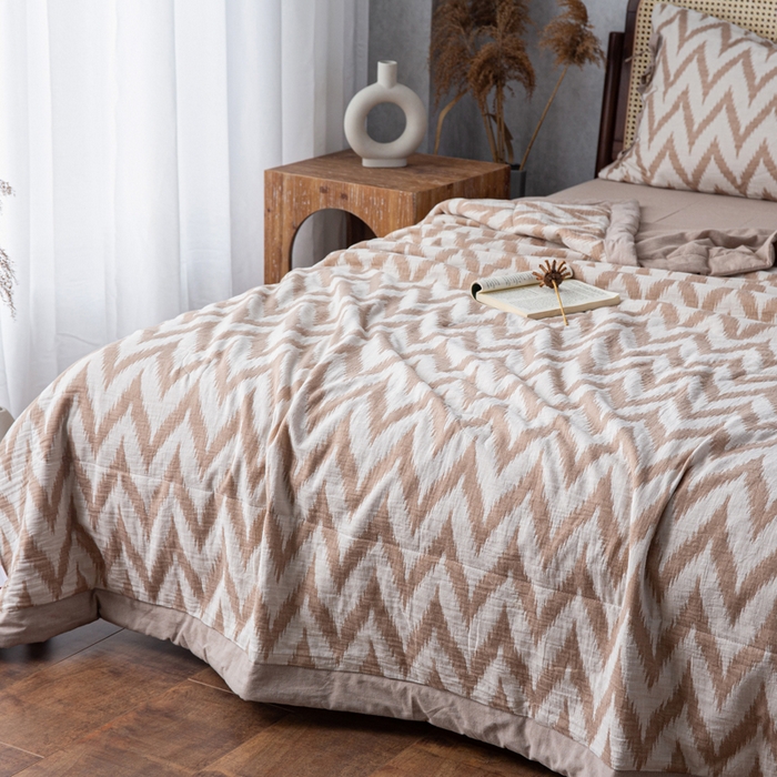 91家纺网 家纺一手货源 找家纺 安莱生活 2023新款双层纱复古大提花系列海澜夏被及夏被四件套 海澜米