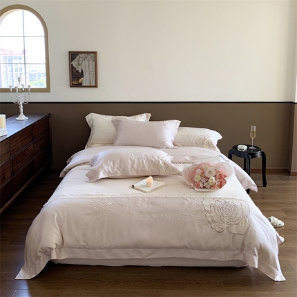 MIU缪家居 2023新款80支兰精天丝四件套-梦幻鱼姬 鱼姬粉