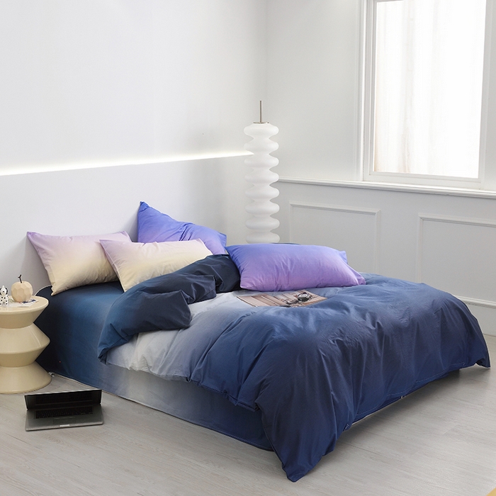 91家纺网 家纺一手货源 找家纺 启优家纺2023新款全棉13370渐变色四件套 秘境-黑