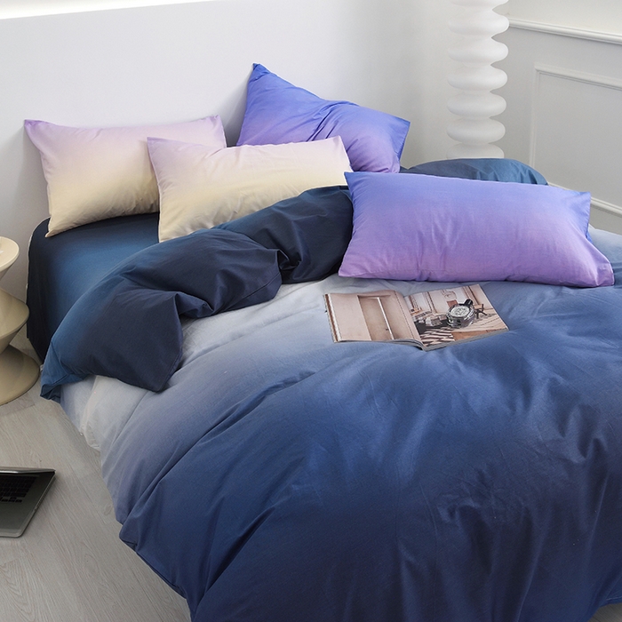 91家纺网 家纺一手货源 找家纺 启优家纺2023新款全棉13370渐变色四件套 秘境-黑